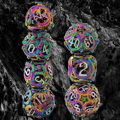 Longkong Circle Metall Würfel Set DND Dungeon und Multi-Noodle RPG Schachbrett Spiel