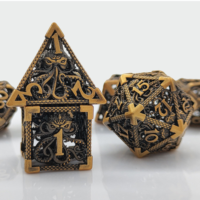 Octopus Hollow Metal Multiface Würfel Set Budemen Dungeon und Drachen DND