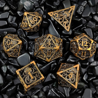 Octopus Hollow Metal Multiface Würfel Set Budemen Dungeon und Drachen DND