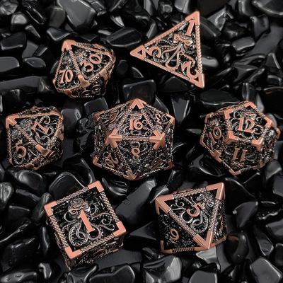 Octopus Hollow Metal Multiface Würfel Set Budemen Dungeon und Drachen DND