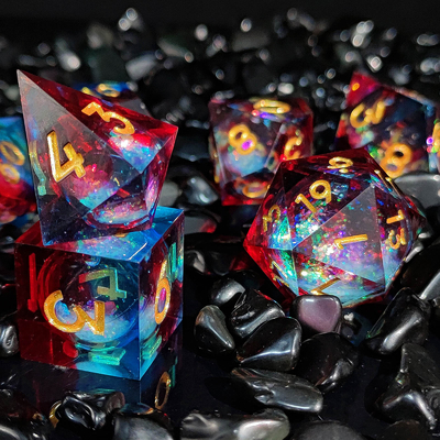Flow Sand Multicolor Harz Würfel Set DND Cruzu's Call RPG#COC
