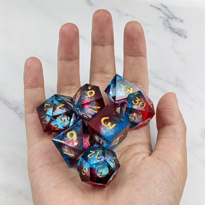Flow Sand Multicolor Harz Würfel Set DND Cruzu's Call RPG#COC