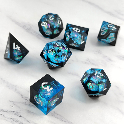 Flow Sand Multicolor Harz Würfel Set DND Cruzu's Call RPG#COC