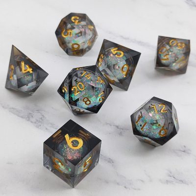 Flow Sand Multicolor Harz Würfel Set DND Cruzu's Call RPG#COC