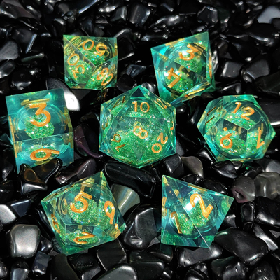 Flow Sand Multicolor Harz Würfel Set DND Cruzu's Call RPG#COC