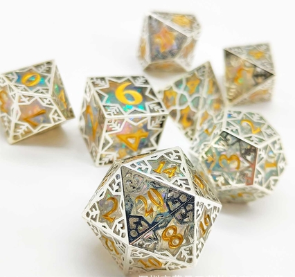 Silbermetallrahmen Resin Würfel Set DND#RPG#COC Dungeon und Dragon