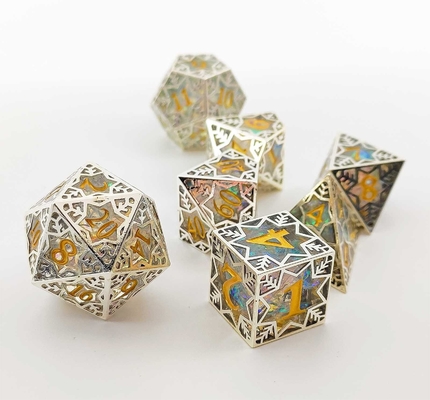 Silbermetallrahmen Resin Würfel Set DND#RPG#COC Dungeon und Dragon
