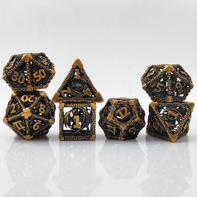 Hohl Multi-Face Metall Würfel Set D20 Scharfschnitt Fliegender Drache