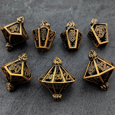 Bird Cage Hollow Multi Face Metal Dice von Bade Gate Dungeon und DND#RPG
