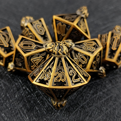 Bird Cage Hollow Multi Face Metal Dice von Bade Gate Dungeon und DND#RPG