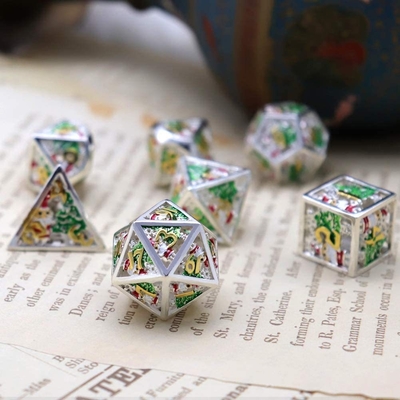 Weihnachtsholz Multi Noodle Metall Würfel Digital DND Drache und Dungeon