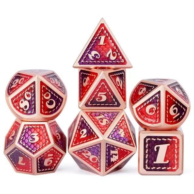 Massivmetallwürfel auf Drachenskala Mehrfarbiger DND-RPG Helle Farben