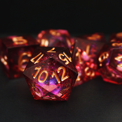 Red Flow Sand Liquid Resin Dice Set RPG DND COC Laufgruppe