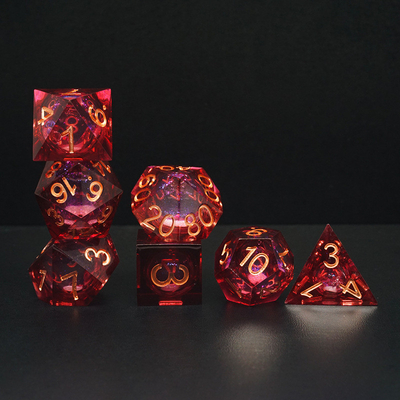 Red Flow Sand Liquid Resin Dice Set RPG DND COC Laufgruppe