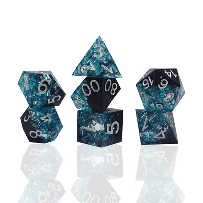Blau-Schwarz-Harz-Material Würfel-Set Drache und Dungeon Polyeder