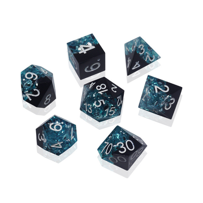 Blau-Schwarz-Harz-Material Würfel-Set Drache und Dungeon Polyeder