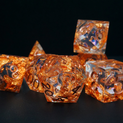Gelber Flurry Line RPG Resin Würfel Set Krusu DND für Geschenke und Sammlungen