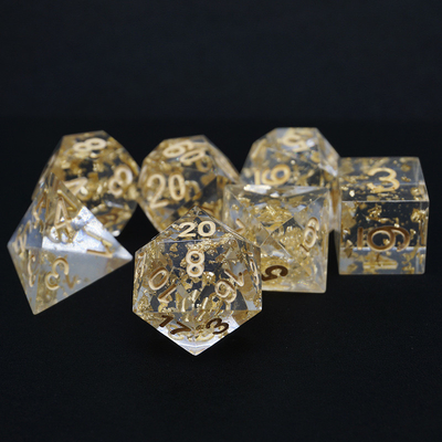 Handwerk Goldfolie Harz RPG Würfel Set Drache und Kanal#Dnd#Rpg#Coc
