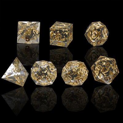 Handwerk Goldfolie Harz RPG Würfel Set Drache und Kanal#Dnd#Rpg#Coc