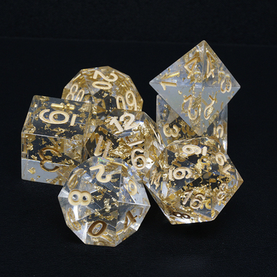 Handwerk Goldfolie Harz RPG Würfel Set Drache und Kanal#Dnd#Rpg#Coc