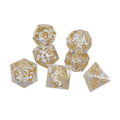 Handwerk Goldfolie Harz RPG Würfel Set Drache und Kanal#Dnd#Rpg#Coc