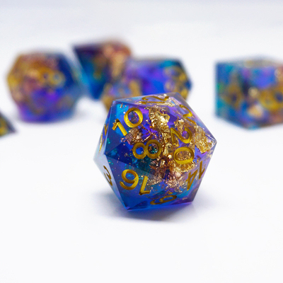 Blue Gold Foil Harz Würfel Set maßgeschneiderte verschiedene Farben#Rpg#Dnd#Coc