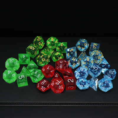 Mehrfarbiges Harzmaterial Würfel-Set#Rpg#Dnd#Coc Transparent