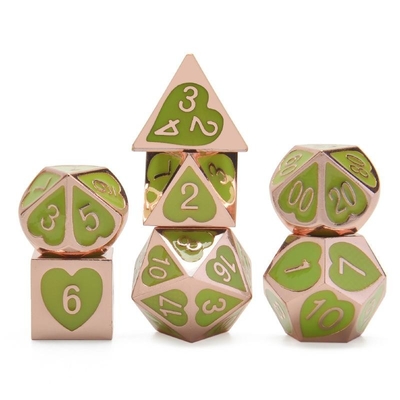 Green Peach Heart Metal Multi-Flag RPG Würfel-Set und Coc Luxus-Stil