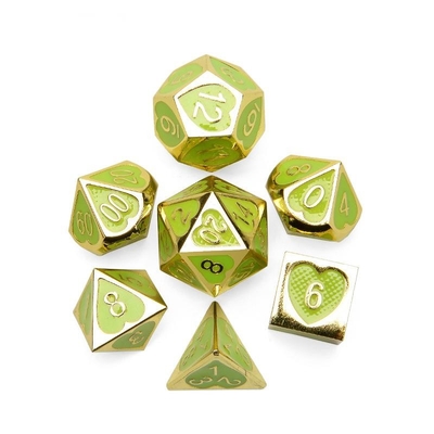 Green Peach Heart Metal Multi-Flag RPG Würfel-Set und Coc Luxus-Stil
