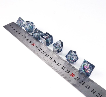 Blau-grauer Glitter Flüssigkeit Naturharz mehrfache Würfel-Suite Drache und Dungeon Dnd Würfel