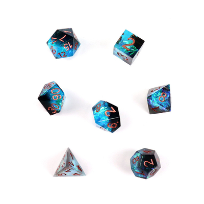 Blau plus schwarz Erz Harz Charakter spielt ein Multi-Nudel Würfel-Set und Würfel