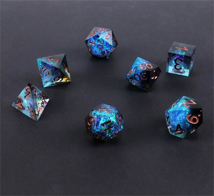 Blau plus schwarz Erz Harz Charakter spielt ein Multi-Nudel Würfel-Set und Würfel