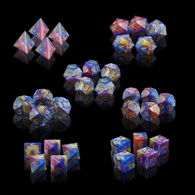 Drei Farben von Marmorharz Rpg Würfel mit Universal Logo