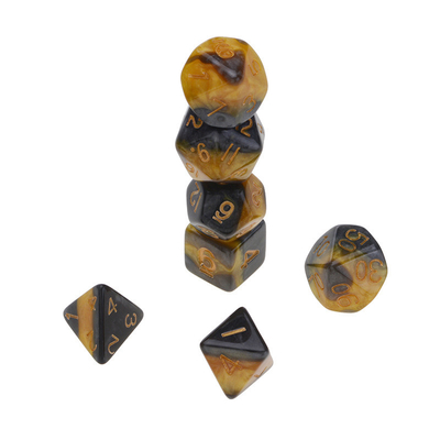 Gelb und Schwarz Marmor Harz RPG Würfel Desktop-Spiel Würfel Set