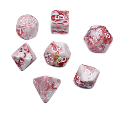 Weiß und roter Erz harz Charakter spielt eine Multi-Nudel Würfel Anzug Drachen und Dungeon Dnd Würfel