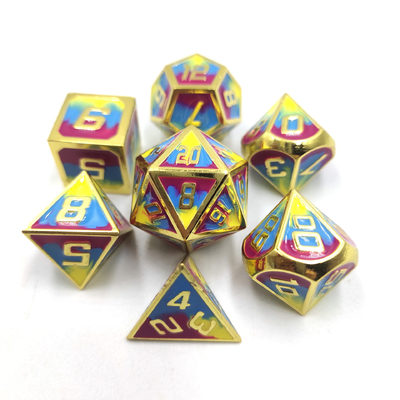 Einzigartiges, handgebackenes, langlebiges Metall, 7 Stück Polyheder-Tanz-Set.