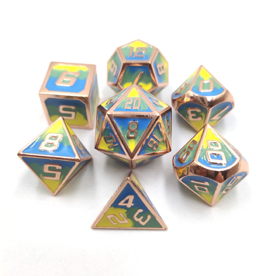 Einzigartiges, handgebackenes, langlebiges Metall, 7 Stück Polyheder-Tanz-Set.