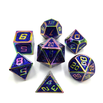 Flash Pulver Metall Multi-Face Roll Spielen Würfel Set Blaue Zeichen
