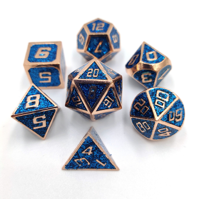 Flash Pulver Metall Multi-Face Roll Spielen Würfel Set Blaue Zeichen