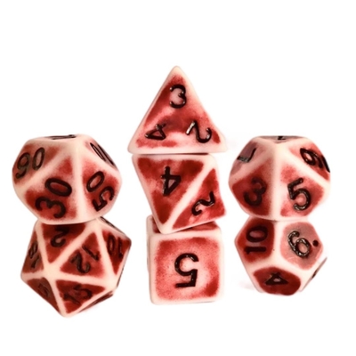 Antike, alte weiße Hintergrundfarbe Harz Würfel-Desktop-Spiel-Set DND Würfel