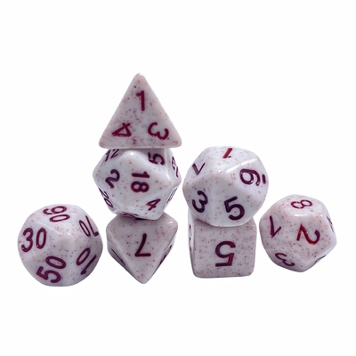 Rotes Wort Rot geflecktes Erz Harz Charakter Spielen Brettspiel Würfel Satz Dnd Würfel