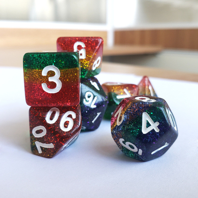Shin Gold Pulver Regenbogen Harz Boarding Würfel Set Drache und Dungeon