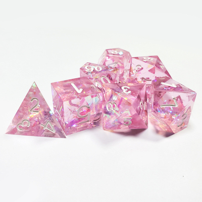 Pink Crystal Resin Boarding Dice Set Drache und Dungeon