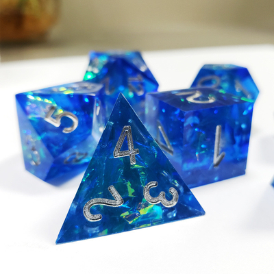 Blue Ocean Heart Crystal Resin Boarding Dice Set Drache und Kerker