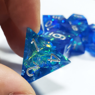 Blue Ocean Heart Crystal Resin Boarding Dice Set Drache und Kerker