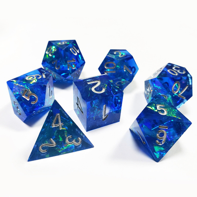 Blue Ocean Heart Crystal Resin Boarding Dice Set Drache und Kerker