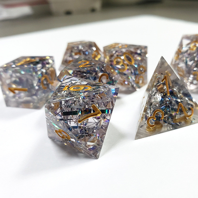 Transparentes kristallfarbiges Band Resin Boarding Dice Set und Würfel