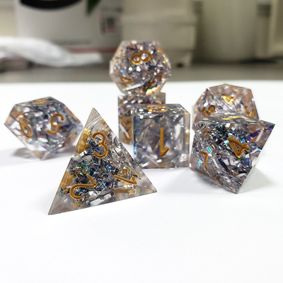 Transparentes kristallfarbiges Band Resin Boarding Dice Set und Würfel