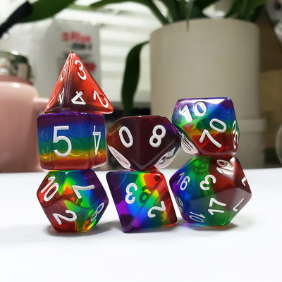 Rainbow Crystal Resin Boarding Dice Set und Würfel