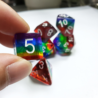 Rainbow Crystal Resin Boarding Dice Set und Würfel